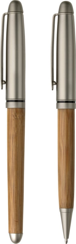 2-Delige schrijfset bamboe-Bruin
