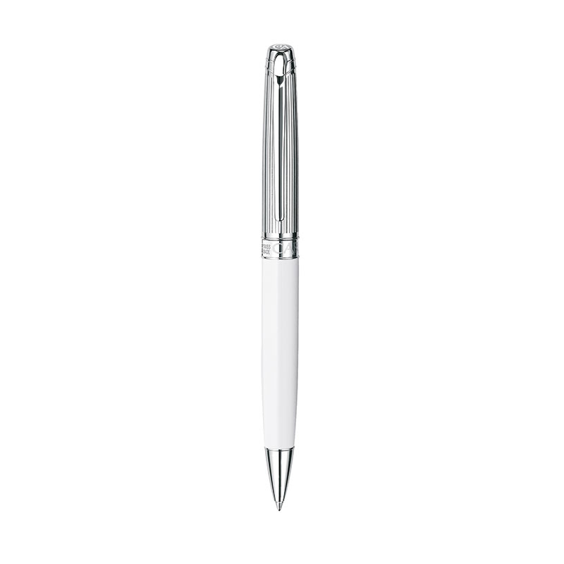 Caran d'Ache Leman Rhodium Balpen-Lasergravure-Wit, #FFFFFF