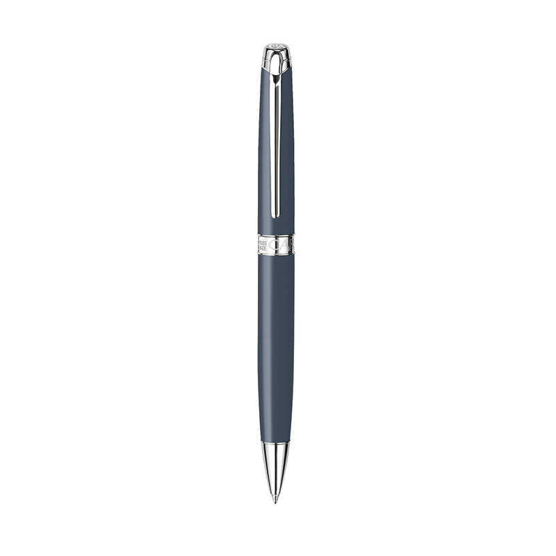 Caran d'Ache Leman Rhodium Balpen-Lasergravure-Grijs Grafiet, #3f4852