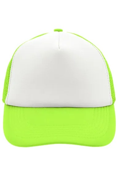 5 Panel Polyester Mesh Cap-Wit/neon-geel