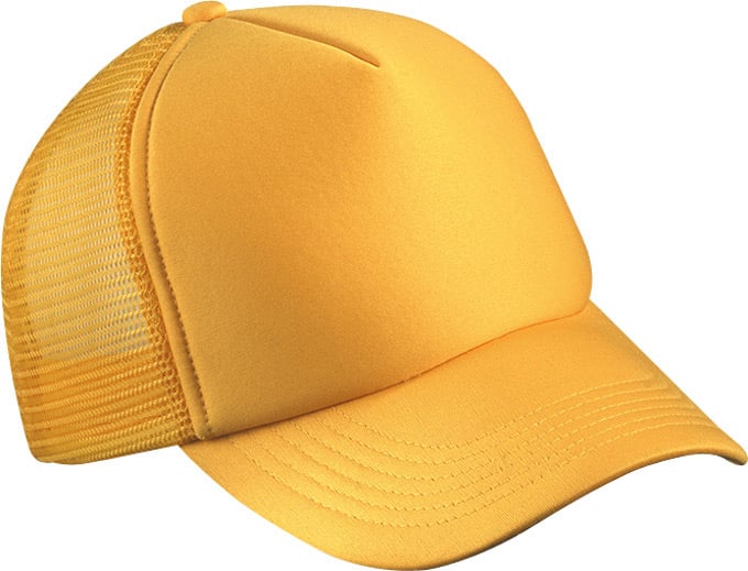 5 Panel Polyester Mesh Cap-Goudgeel