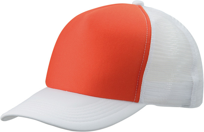 5 Panel Polyester Mesh Cap-Oranje/wit