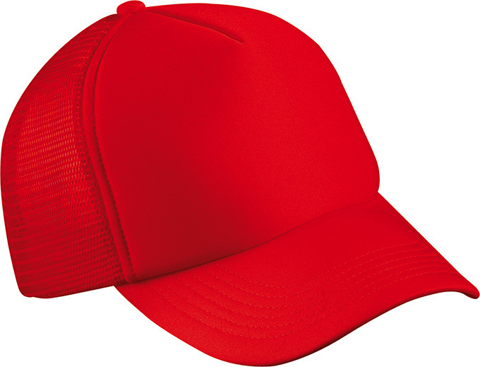 5 Panel Polyester Mesh Cap-Rood