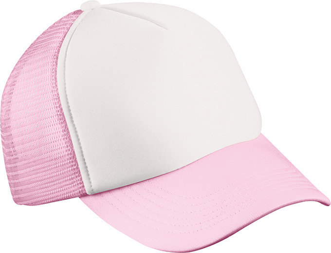 5 Panel Polyester Mesh Cap-Wit/babyroze
