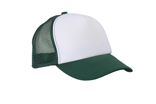 5 Panel Polyester Mesh Cap-Wit/donkergroen