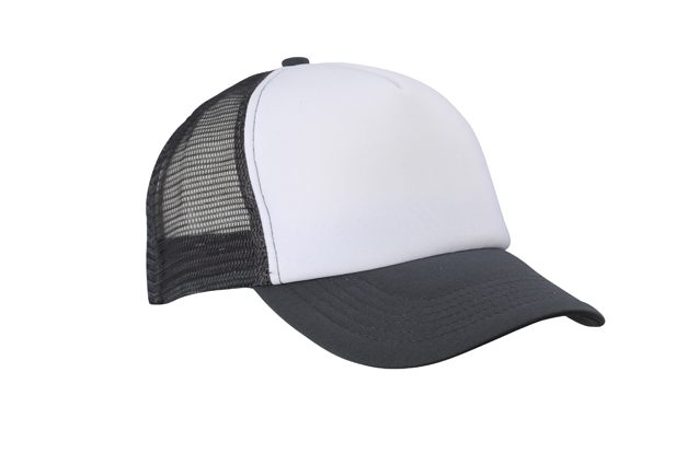 5 Panel Polyester Mesh Cap-Wit/grafiet