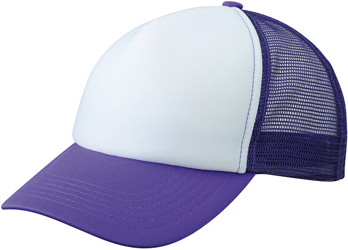 5 Panel Polyester Mesh Cap-Wit/lilac