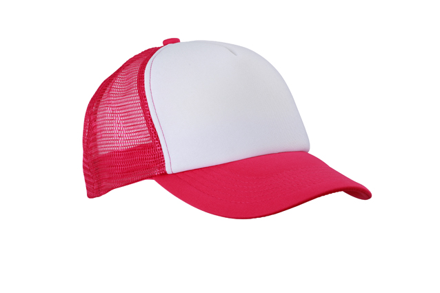 5 Panel Polyester Mesh Cap-Wit/magenta