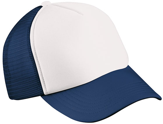 5 Panel Polyester Mesh Cap-Wit/navy