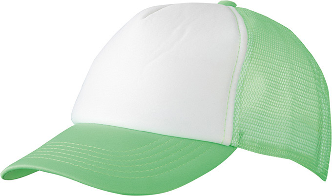 5 Panel Polyester Mesh Cap-Wit/neon-green