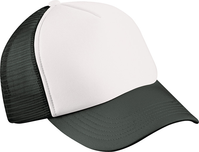 5 Panel Polyester Mesh Cap-Wit/zwart