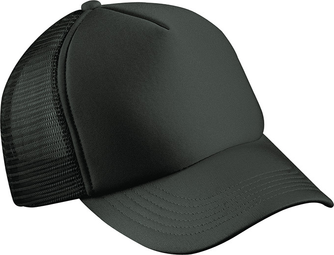 5 Panel Polyester Mesh Cap-Zwart