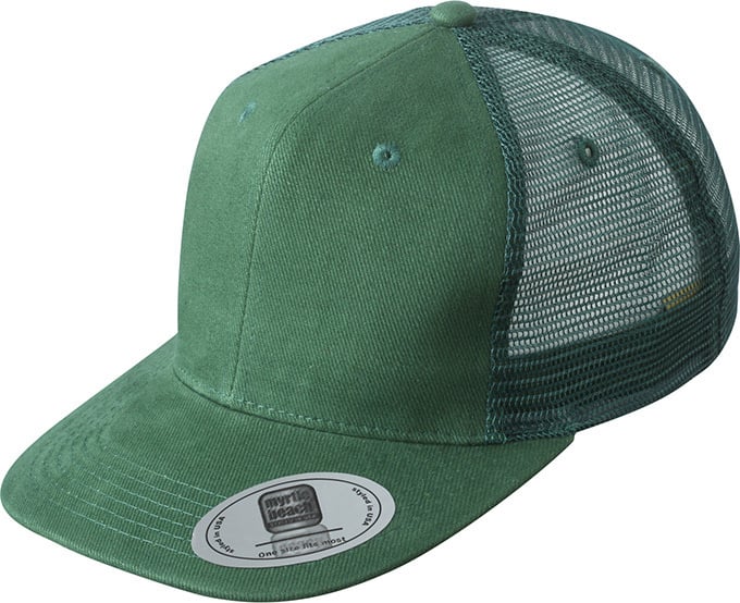 6 Panel Flat Peak Cap-Donkergroen