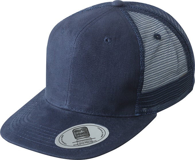 6 Panel Flat Peak Cap-Navy