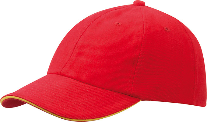 6 Panel Raver Sandwich Cap-Signaal-rood/goudgeel