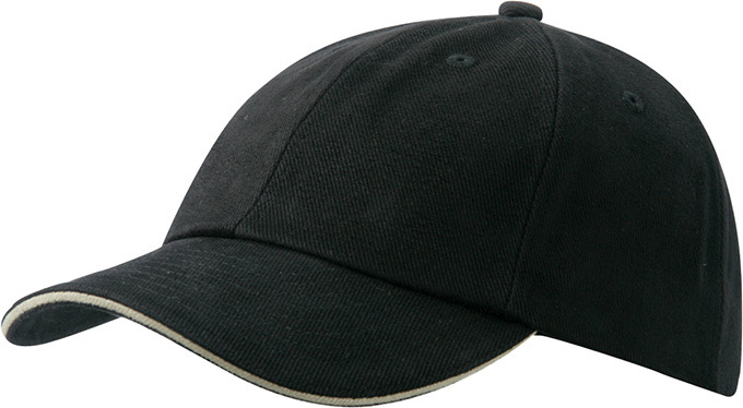 6 Panel Raver Sandwich Cap-Zwart/beige