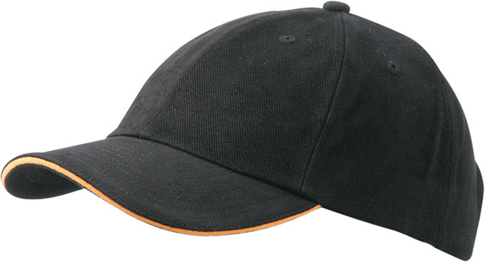 6 Panel Raver Sandwich Cap-Zwart/oranje