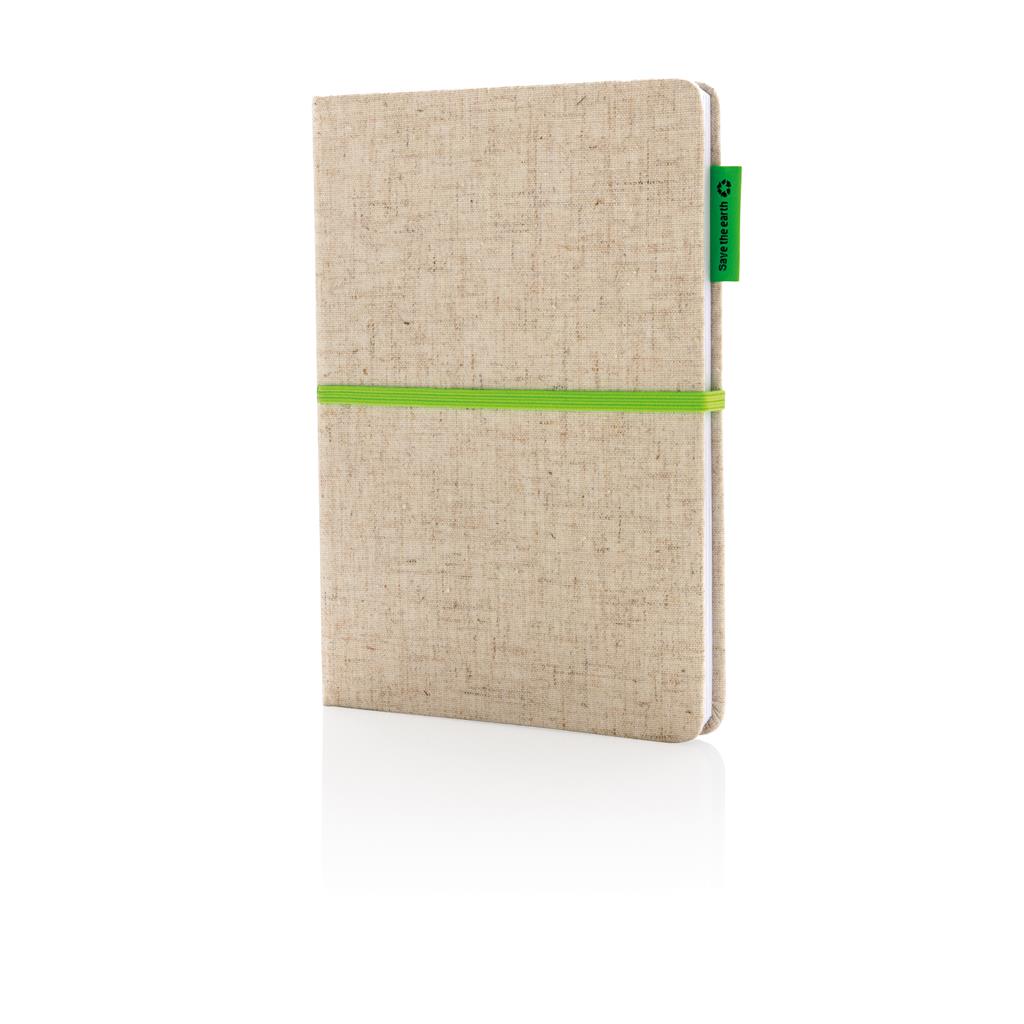 A5 Eco jute katoen notitieboek-Groen