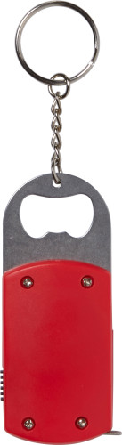 Aluminium flesopener met sleutelhanger.-Rood