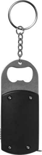 Aluminium flesopener met sleutelhanger.-Zwart