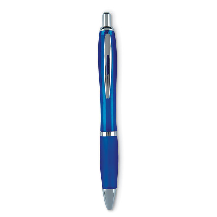 Balpen met drukmechanisme trendy-Transparant blauw-Zonder opdruk