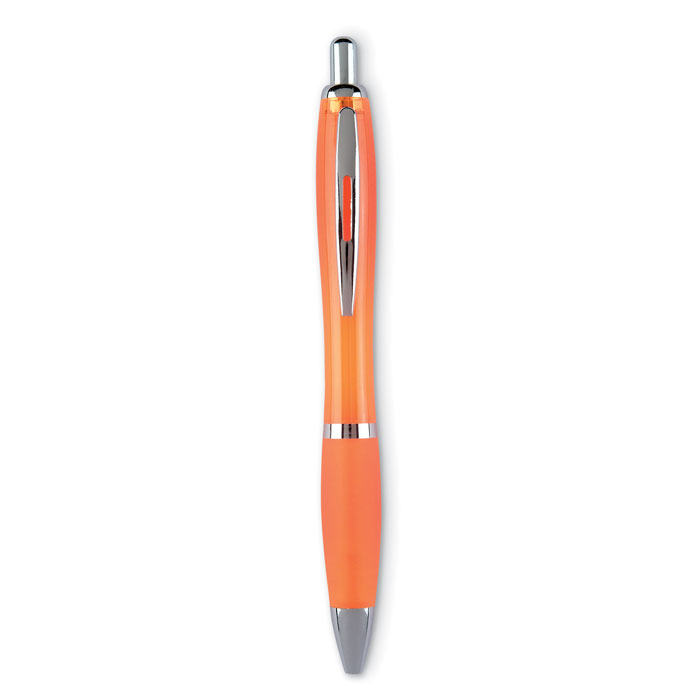 Balpen met drukmechanisme trendy-Transparant oranje-Zonder opdruk