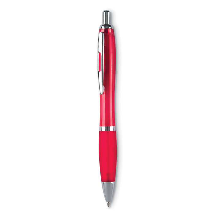 Balpen met drukmechanisme trendy-Transparant rood-Zonder opdruk