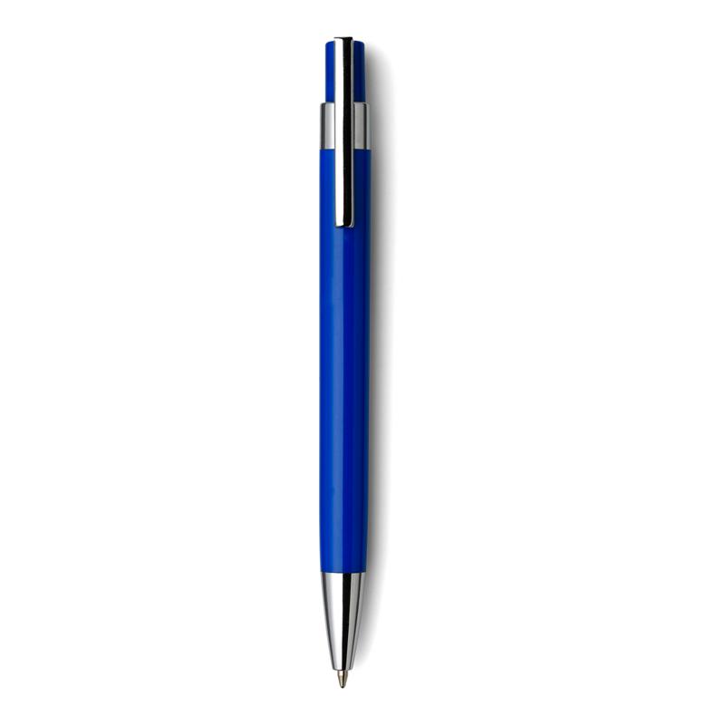 Balpen met metalen clip kunststof-Blauw-Zonder opdruk