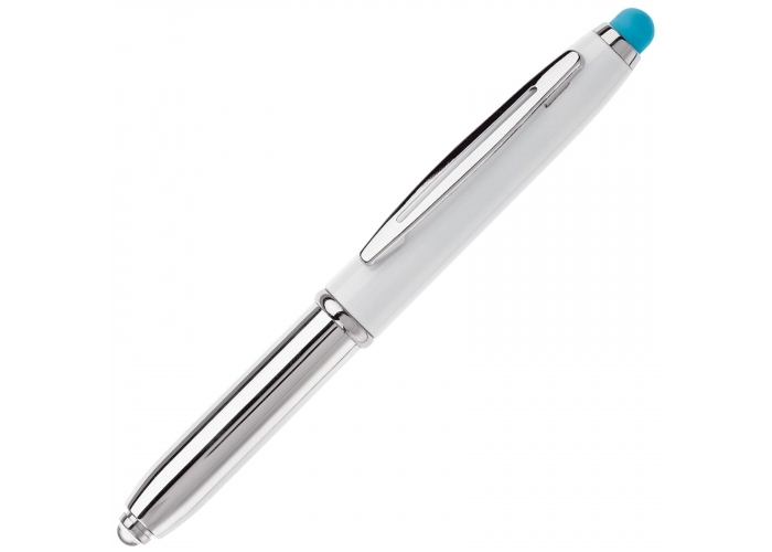 Balpen Stylus Shine Metaal-Wit / licht blauw