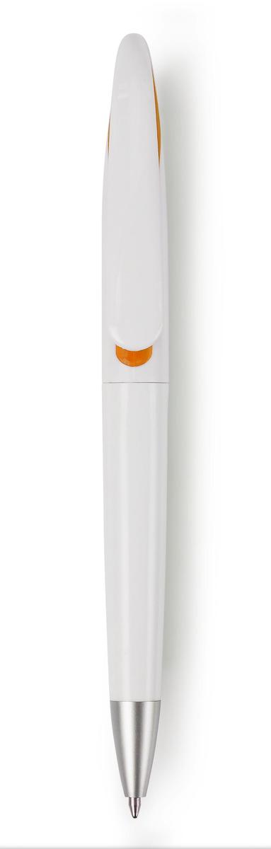 Balpen wit met gekleurd accent-Oranje-Zonder opdruk