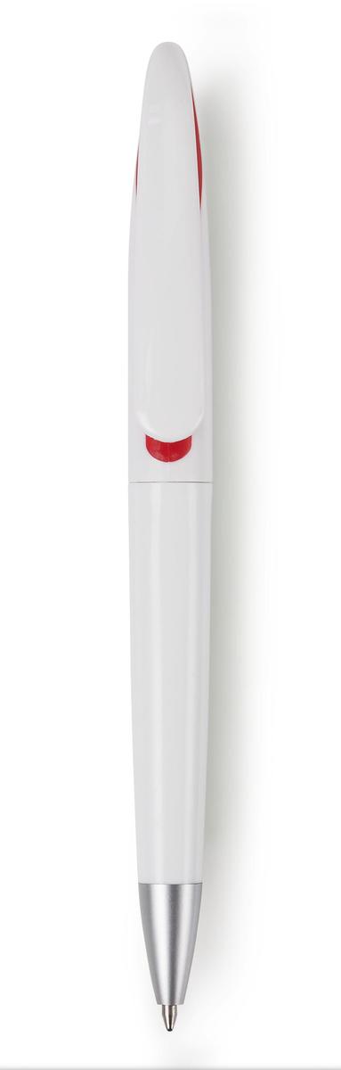 Balpen wit met gekleurd accent-Rood-Zonder opdruk