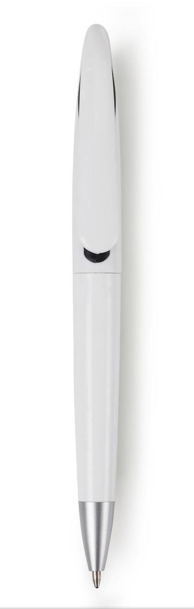 Balpen wit met gekleurd accent-Zwart-Zonder opdruk