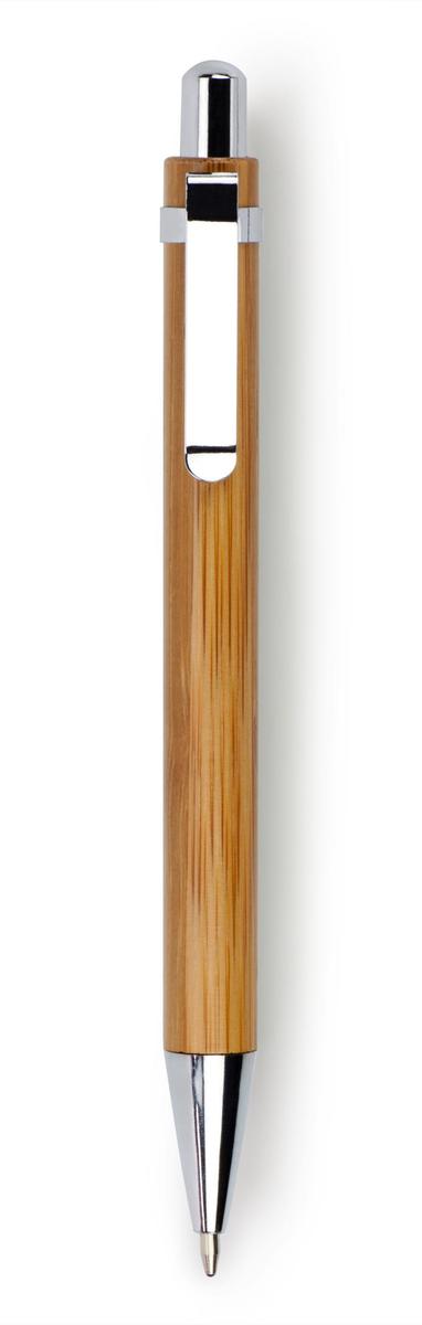 Bamboe balpen met metalen accessoires-Bruin-Zonder opdruk