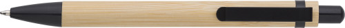 Bamboe balpen met metalen accessoires-Zwart