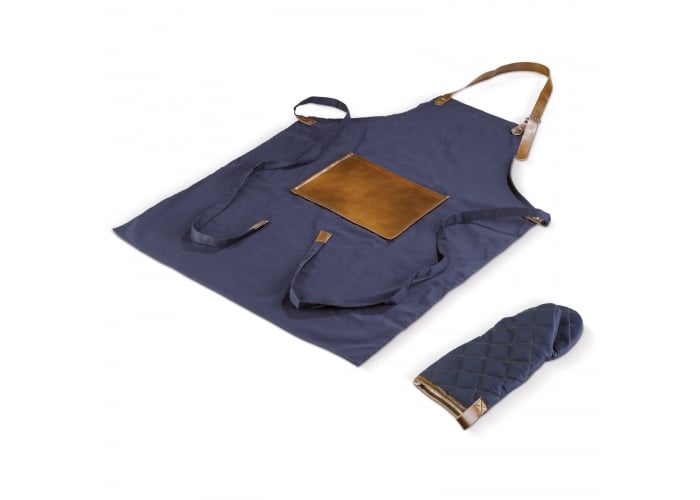 BBQ-schort en -want-Donker blauw