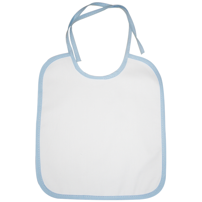 Slabbetje met gekleurde rand en koordsluiting-Wit / baby blauw