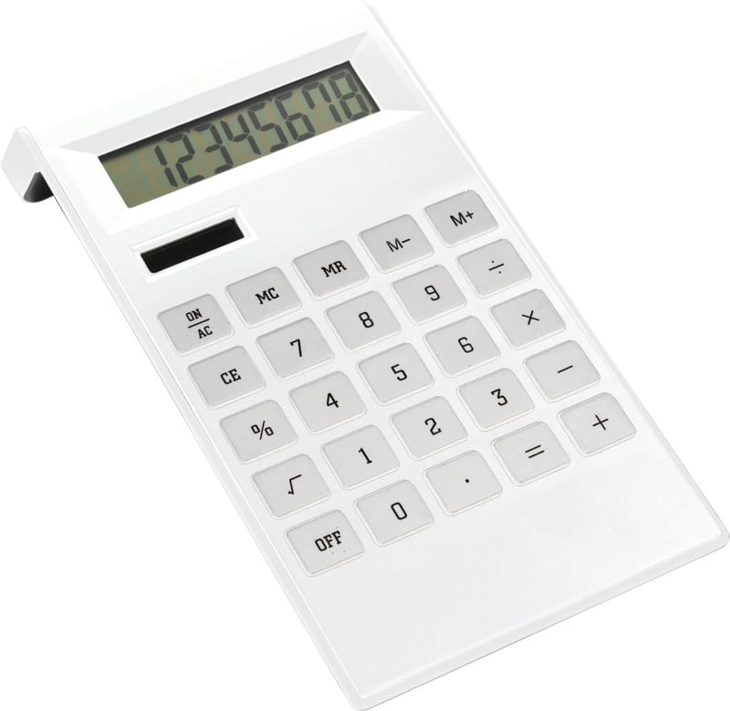 Bureaucalculator met batterijen-Wit