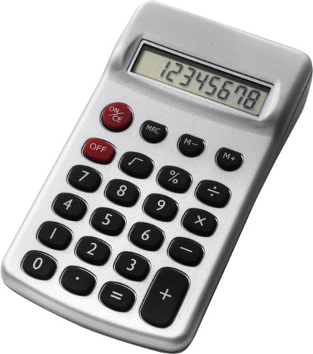 Calculator kunststof met batterij-Zilver-Zonder opdruk
