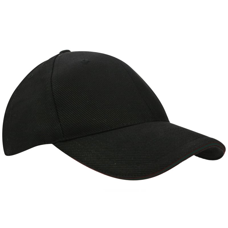 Canvas Sandwich Cap-Zwart, #000000-Borduring