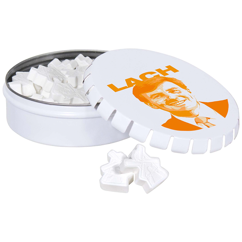 Clic-clac blikje met molentje mints-Wit