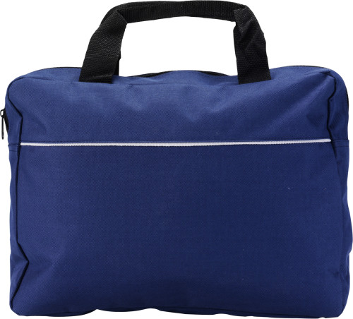 Collegetas met ritsvak en korte hengsels-Blauw-Zonder opdruk