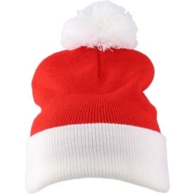 Kerstmuts - acryl - gebreid - met pompon