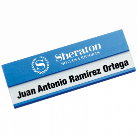 Naambadge - 2.5 x 7 cm - aluminium - veiligheids haakclip