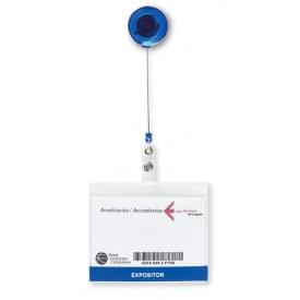 Badgehouder aan koordje - transparant - metalen clip - zonder kaarthouder