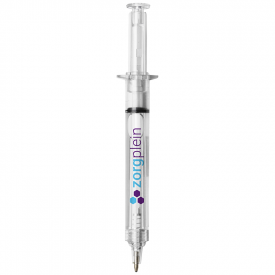 Injectiespuit balpen - kunststof - zwarte inkt - gekleurde vloeistof