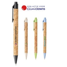 Montado balpen - kunststof - blauwe inkt - huls van kurk en tarwestro