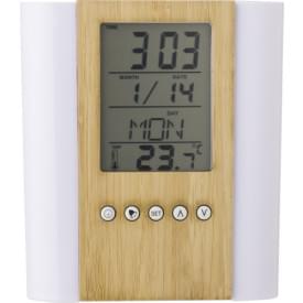 Bamboe pennenhouder met klok