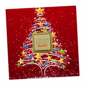 Promokaartje met 1 chocoladeblokje - melk/wit - eigen logo - 11g