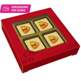 Chocoladeblokjes 4 - melk/wit - geschenkdoos - eigen logo - 42g