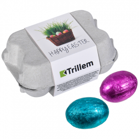 Chocolade paaseitjes - 6 stuks - eierdoosje